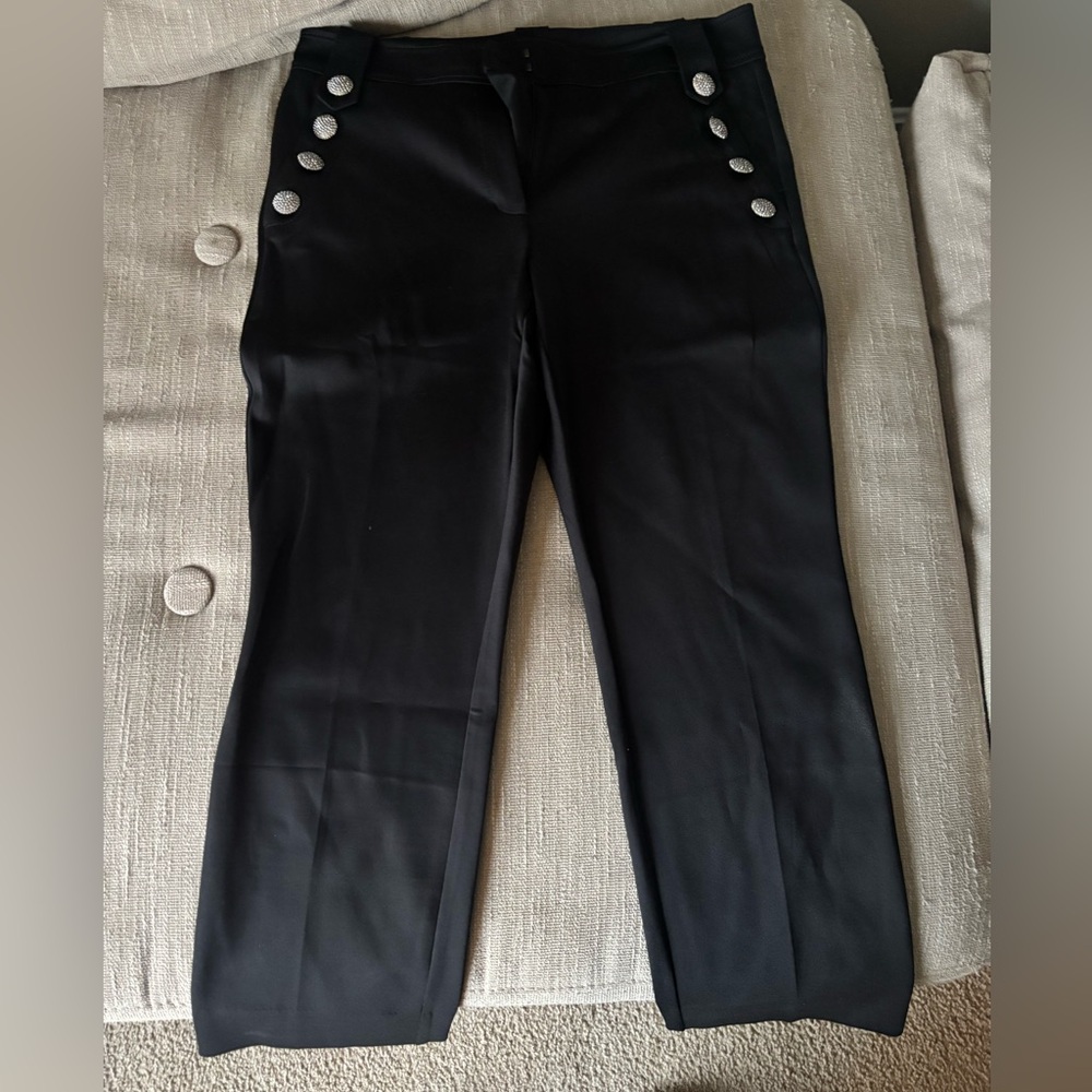 White House Black Market Black Pants with Silver Buttons